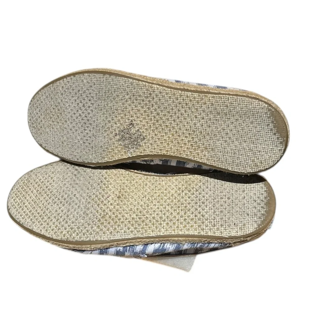 Toms Alpargata Rope‎ Espadrille Flat Slip On Blue White Shoe Casual Women's 8.5